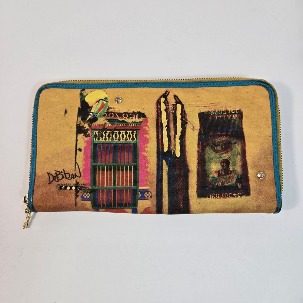 Mario Hernandez x William DeBilzan Art Leather Long Zip Around Clutch Wallet